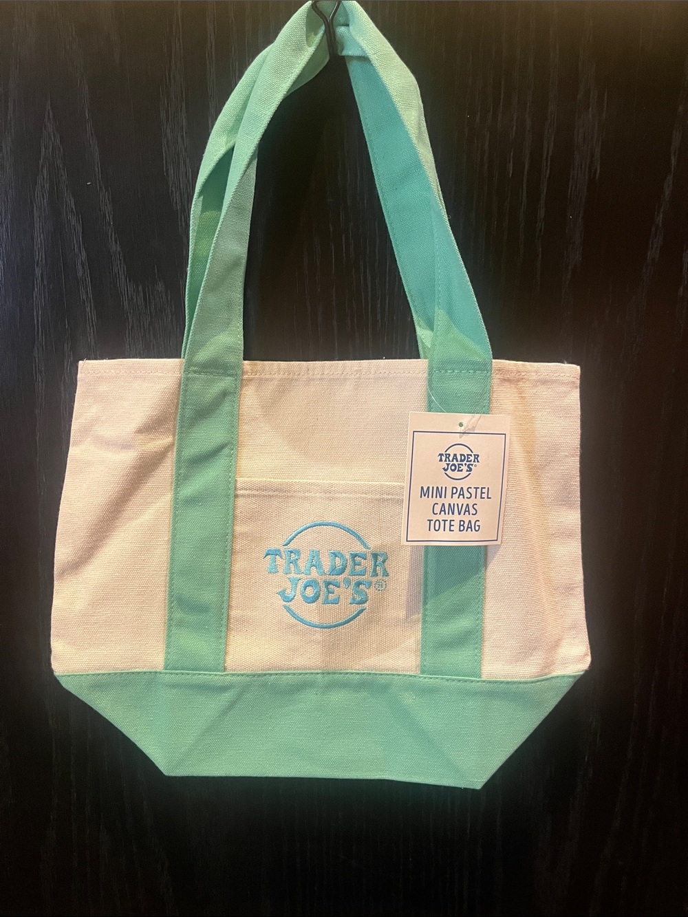 Trader Joe's Mint & Cream Canvas Tote